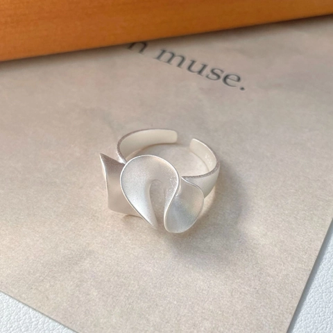 S925 Sterling Silber Ring Für Damen Minimalistisch Unregelmäßige Welle Mattiert Verstellbar Offener Ring Koreanischer Stil Schmuck