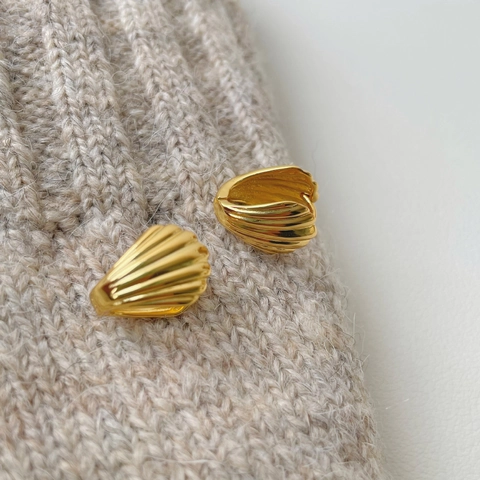 Pendientes de Aro de Plata de Ley S925 con Concha para Mujer Minimalistas Geométricos Texturizados Galvanizados Oro Plata
