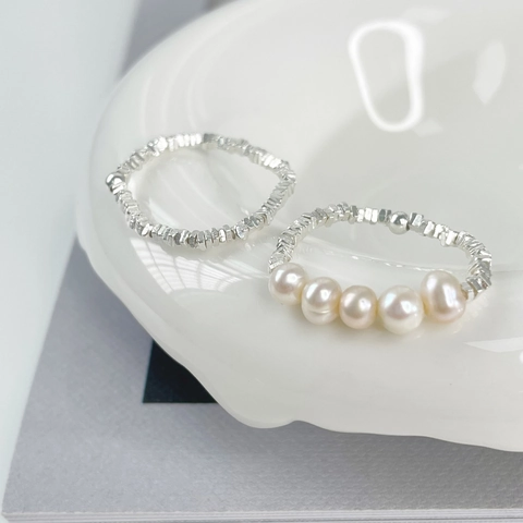 Minimalistischer S925 Sterlingsilber Süßwasserperle Ring Unregelmäßiger Silbernugget Offener Ring Für Damen Elegantes Schmuckgeschenk