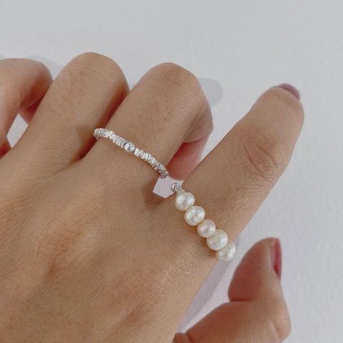 Minimalistischer S925 Sterlingsilber Süßwasserperle Ring Unregelmäßiger Silbernugget Offener Ring Für Damen Elegantes Schmuckgeschenk