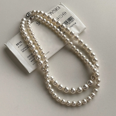 French Vintage Elegant Round Artificial Pearl Necklace For Women With 925 Sterling Silver Clasp High Gloss Imitation Artificial Pearl Clavicle Chain Jewelry Gift