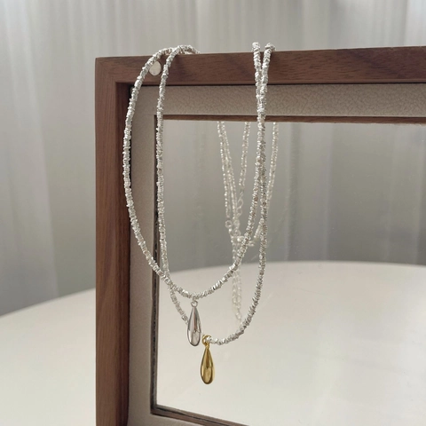 Minimalistische 925 Sterlingsilber Wassertropfen Anhänger Halskette Für Damen Zerkleinerte Silberkette Koreanischer Vintage Schmuck