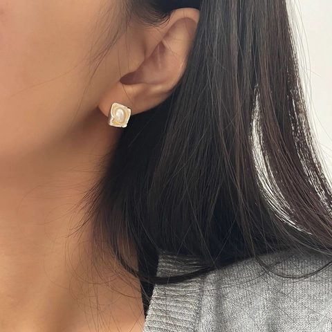 Ensemble Collier et Boucles d'Oreilles en Argent Sterling S925 avec Künstliche Perles Géométrie Irrégulière Minimalisme Style Baroque Bijoux Femme