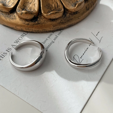 Minimalist 925 Sterling Silver Irregular Open Ring For Women Korean Style Geometric Asymmetric Fashion Stacking Finger Ring Jewelry