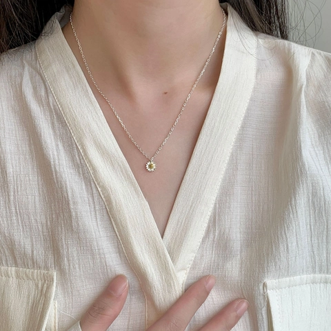 Collana con Ciondolo a Margherita in Argento Sterling S925 per Donna Gioielli con Piccoli Fiori Collane a Margherita Stile Semplice