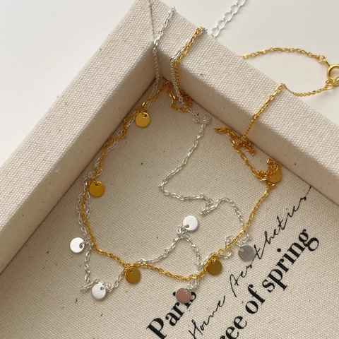 Collana con Mini Disco Rotondo in Argento Sterling 925 per Donna Minimalista Stile Coreano Pendente Geometrico a Cerchio Gioielli