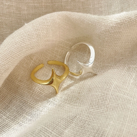 925 Sterlingsilber Stern Verstellbarer Offener Ring Für Damen Minimalistisch Geometrisch Vierzackiger Stern Ring Mode Schmuck
