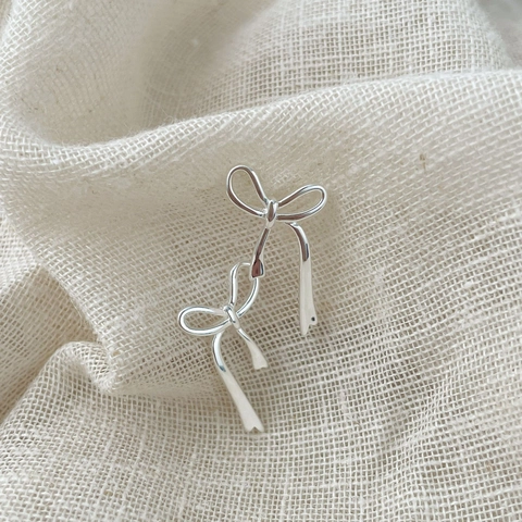 S925 Sterling Silber Schleife Ohrstecker Süße Koreanischer Stil Band Schleife Ohrschmuck Für Damen Täglich Dating Accessoires