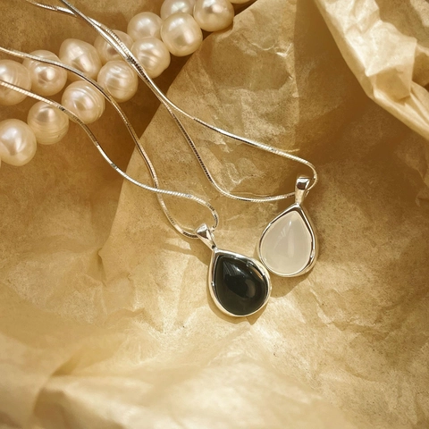 925 Sterling Zilveren Waterdruppel Agaat Hanger Ketting Minimalistisch Elegant Zilveren Slangenketting Sieraden Voor Vrouwen Cadeau