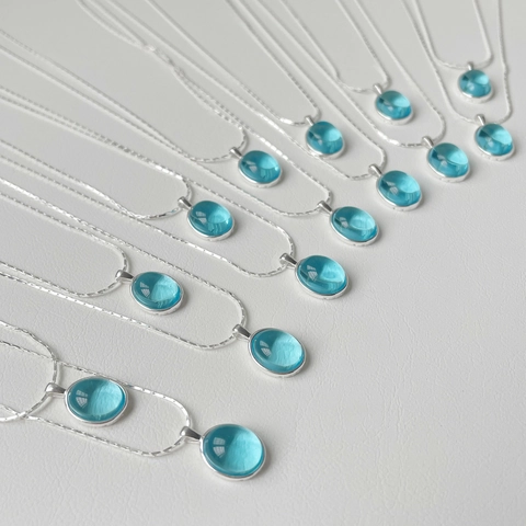 Collana Minimalista in Argento Sterling 925 Con Ciondolo in Pietra Preziosa Acquamarina Elegante Catena a Serpente Geometrica Ovale da Donna