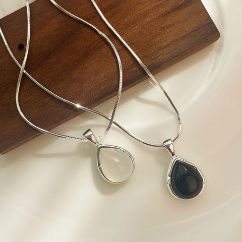 925 Sterling Zilveren Waterdruppel Agaat Hanger Ketting Minimalistisch Elegant Zilveren Slangenketting Sieraden Voor Vrouwen Cadeau