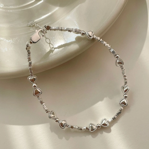 S925 Sterling Silber Herz Charm Armband Für Damen Süß Poliert Schleife Perlen Verstellbare Kette Schmuck Geburtstagsgeschenk