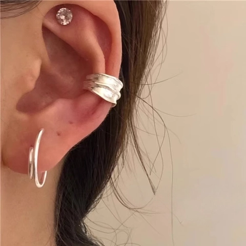 925 Sterling Silber Ear Cuff Ohne Ohrlöcher Unregelmäßige Gehämmerte Textur Clip On Ohrringe Minimalistischer Schmuck