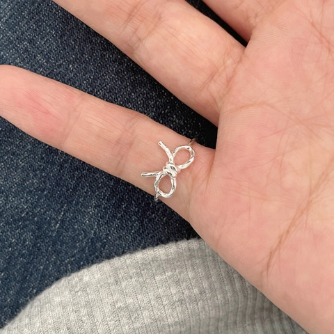 Minimalistischer 925 Sterlingsilber Schleifen Ring Für Damen Süß Verstellbar Gedrehtes Band Dekorativer Täglicher Schmuck