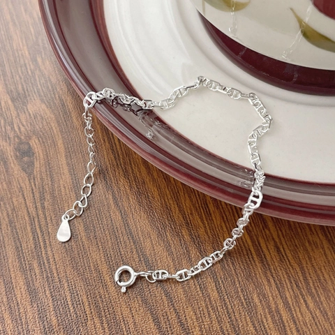 925 Sterling Silver Mariner Link Bracelet For Women Minimalist Pig Nose Chain Adjustable Fashion Jewelry Gift