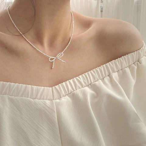 925 Sterling Silver Bowknot Bracelet For Women Minimalist Elegant Adjustable Silver Bead Chain Fashion Jewelry Gift
