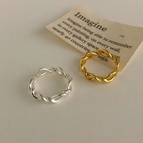 S925 Sterlingsilber Verdreht Ring Für Damen Koreanischer Stil Minimalistisch Verstellbar Fingerring Geometrisch Geflochten Schmuck