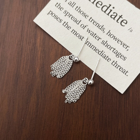 925 Sterling Zilveren Kwastje Oorknopjes Voor Dames Minimalistische Verfijnde Tarwe Aar Ketting Franje Oorbellen Sieraden
