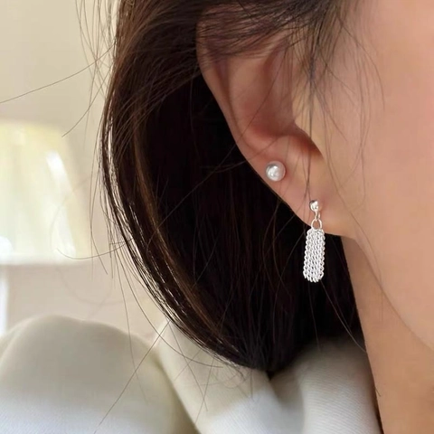 925 Sterling Zilveren Kwastje Oorknopjes Voor Dames Minimalistische Verfijnde Tarwe Aar Ketting Franje Oorbellen Sieraden