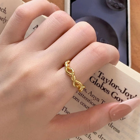 S925 Sterlingsilber Verdreht Ring Für Damen Koreanischer Stil Minimalistisch Verstellbar Fingerring Geometrisch Geflochten Schmuck