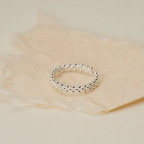 Minimalist 925 Sterling Silver Round Bead Ring For Women Adjustable Open Stackable Bubble Ring Fashion Jewelry