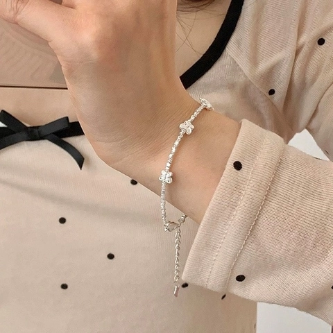 Pulsera de Lazo de Mariposa de Plata de Ley S925 Para Mujer Estilo Dulce Cadena Ajustable Joyería de Moda Accesorio