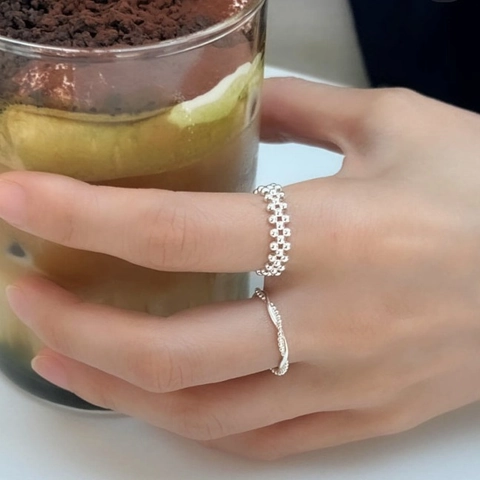 Minimalist 925 Sterling Silver Round Bead Ring For Women Adjustable Open Stackable Bubble Ring Fashion Jewelry