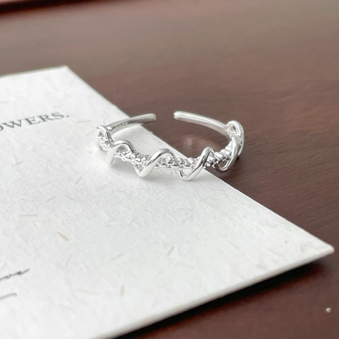 S925 Sterlingsilber Geflochtene Welle Offener Ring Für Damen Minimalistisch Verstellbar Geometrisch Fingerring Modeschmuck