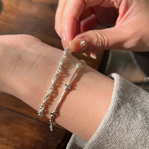 925 Sterling Silver Snake Bone Chain Bamboo Joint Splicing Layered Bracelet Minimalist Elegant Link Bracelet Jewelry For Women