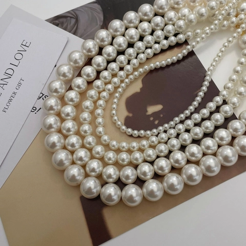 925 Sterling Silver Artificial Pearl Necklace For Women Minimalist Round Bead Choker Elegant Wedding Party Handmade Jewelry