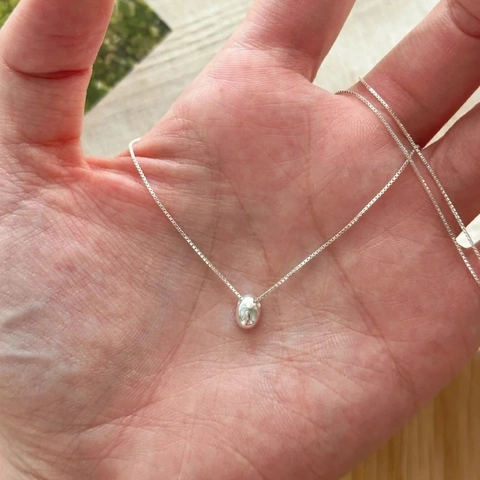 Minimalist 925 Sterling Silver Oval Bean Pendant Necklace Polished Box Chain Elegant Neck Jewelry For Women Daily Versatile Accessory