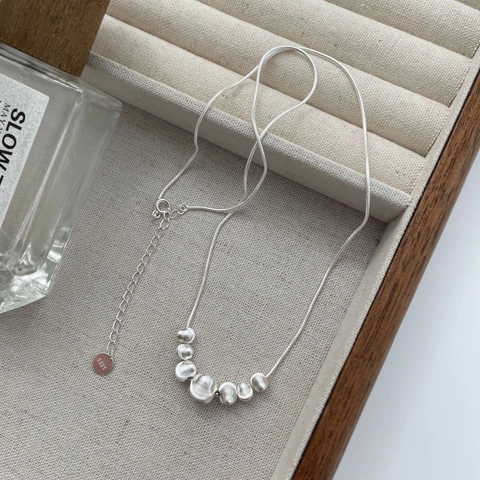 Collana con Perline Graduate in Argento Sterling 925 per Donna Catena a Serpente Minimalista Girocollo con Perline Lucide Lusso Leggero