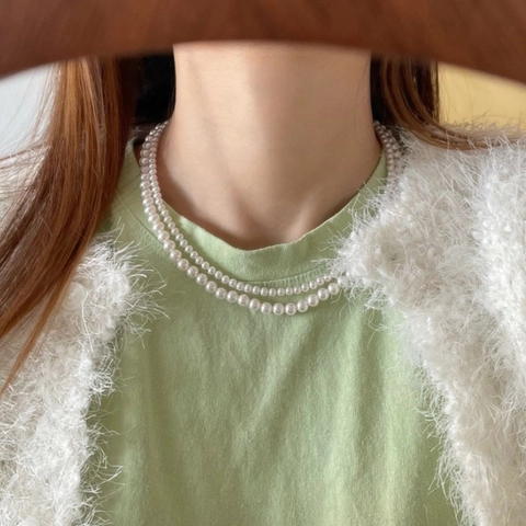 925 Sterling Silver Artificial Pearl Necklace For Women Minimalist Round Bead Choker Elegant Wedding Party Handmade Jewelry
