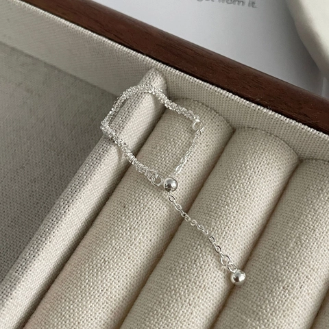 S925 Sterlingsilber Verstellbarer Kettenring Für Damen Minimalistisch Zierlich Schiebeschnalle Quaste Offener Ring Schmuck