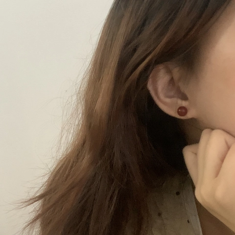 Rote Achat Runde Ohrstecker Mit 925 Sterlingsilber Ohrstecker-Stift Minimalistischer Geometrischer Schmuck Für Damen Mädchen Geschenk