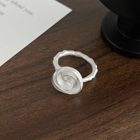 S925 Sterling Silver Rose Flower Open Ring For Women Vintage Minimalist Matte Silver Floral Adjustable Fashion Jewelry Ring