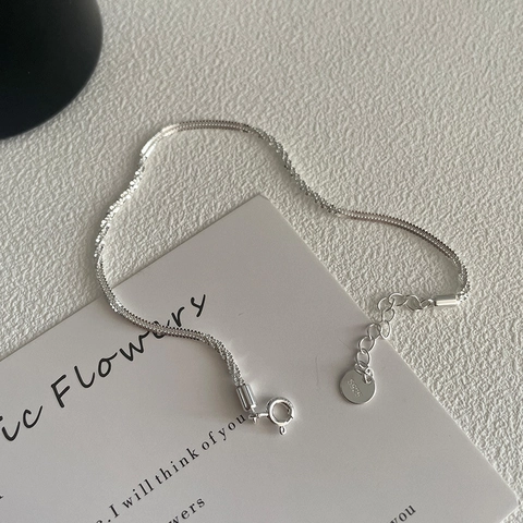 S925 Sterling Silver Bracelet Minimalist Sparkling Chain For Women Elegant Daily Adjustable Jewelry Gift