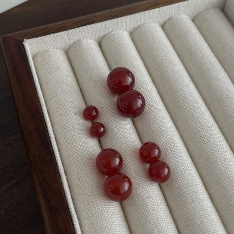 Rote Achat Runde Ohrstecker Mit 925 Sterlingsilber Ohrstecker-Stift Minimalistischer Geometrischer Schmuck Für Damen Mädchen Geschenk