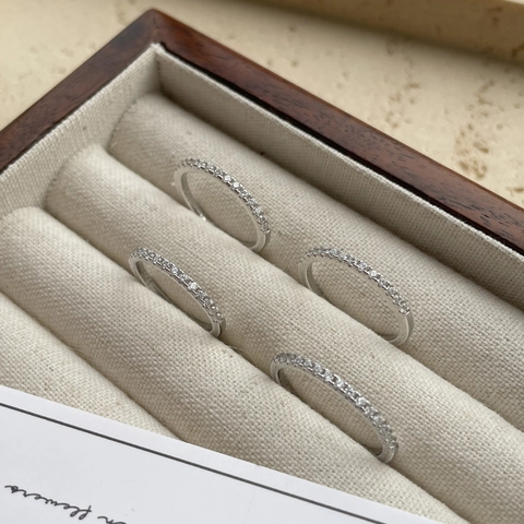 925 Sterlingsilber Pave Zirkonia Eternity Ring Für Damen Minimalistisch Schlank Stapelbar Fingerring Mode Schmuck Accessoire