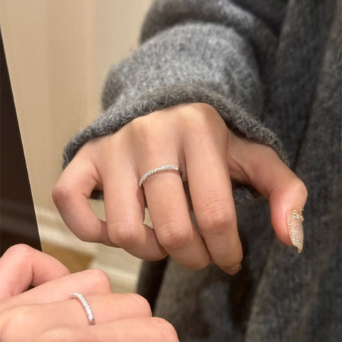 925 Sterlingsilber Pave Zirkonia Eternity Ring Für Damen Minimalistisch Schlank Stapelbar Fingerring Mode Schmuck Accessoire