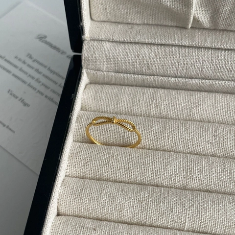 Anello a Fiocco in Argento Sterling 925 Minimalista per Donna Elegante Anello da Dito Design a Nastro Placcato Oro Gioielli