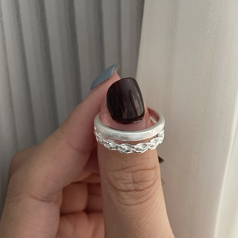 Minimalistischer 925 Sterlingsilber Doppelschicht Geflochtener Offener Ring Vintage Verstellbarer Fingerring Für Damen Alltag