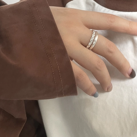 Minimalistischer 925 Sterlingsilber Doppelschicht Geflochtener Offener Ring Vintage Verstellbarer Fingerring Für Damen Alltag