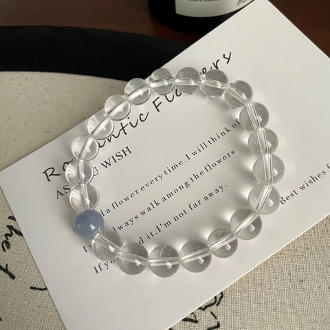 Bracciale in Cristallo Bianco Naturale Acquamarina Con Gioielli Minimalisti Coreani Fatti a Mano