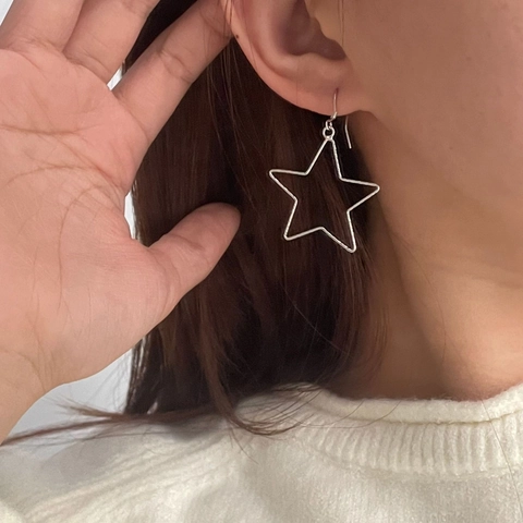 925 Sterlingsilber Stern Ohrhänger Für Damen Minimalistische Hohle Pentagramm Ohrringe Mit 925 Sterlingsilber Ohrstecker-Stift
