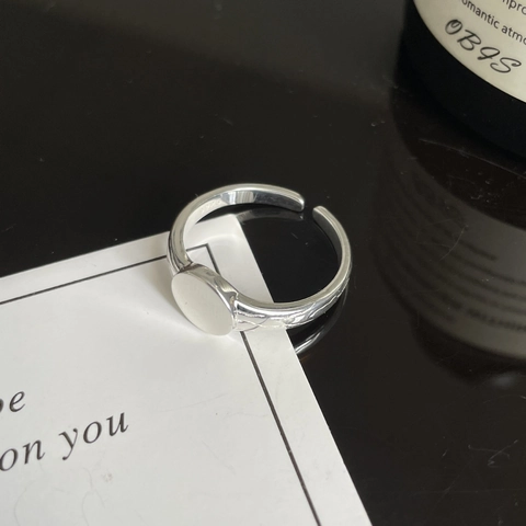 S925 Sterling Zilver Open Verstelbare Zegelring Voor Vrouwen Vintage Minimalistisch Rond Glad Oppervlak Geometrische Vinger Sieraden Cadeau
