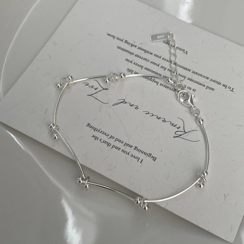 Minimalist 925 Sterling Silver Beaded Bracelet For Women Korean Style Wave Geometric Adjustable Jewelry Chain Bracelet Gift