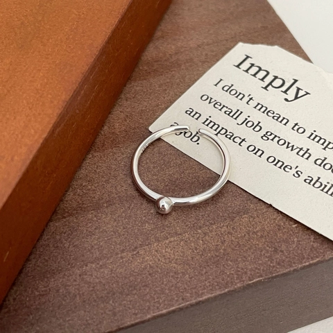 Anillo Minimalista de Plata de Ley S925 para Mujer Estilo Coreano Retro Anillo Abierto Ajustable Con Cuenta Redonda Joyería de Moda