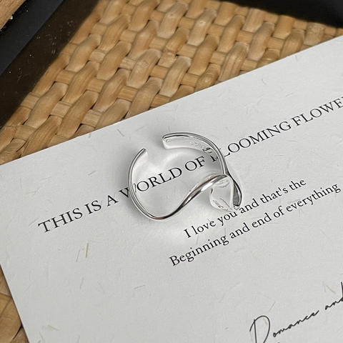 Minimalist 925 Sterling Silver Irregular Wavy Line Open Ring For Women Adjustable Geometric Ins Style Fashion Finger Ring Jewelry
