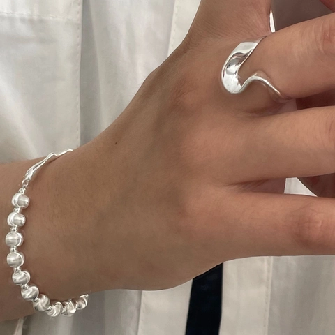 Minimalist 925 Sterling Silver Irregular Wavy Line Open Ring For Women Adjustable Geometric Ins Style Fashion Finger Ring Jewelry